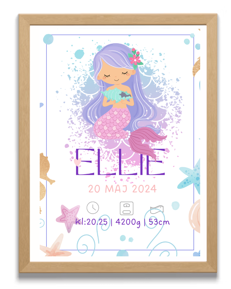 DoptavlorPersonlig doptavla Magic Mermaid – Namntavla och födelseposter med namn