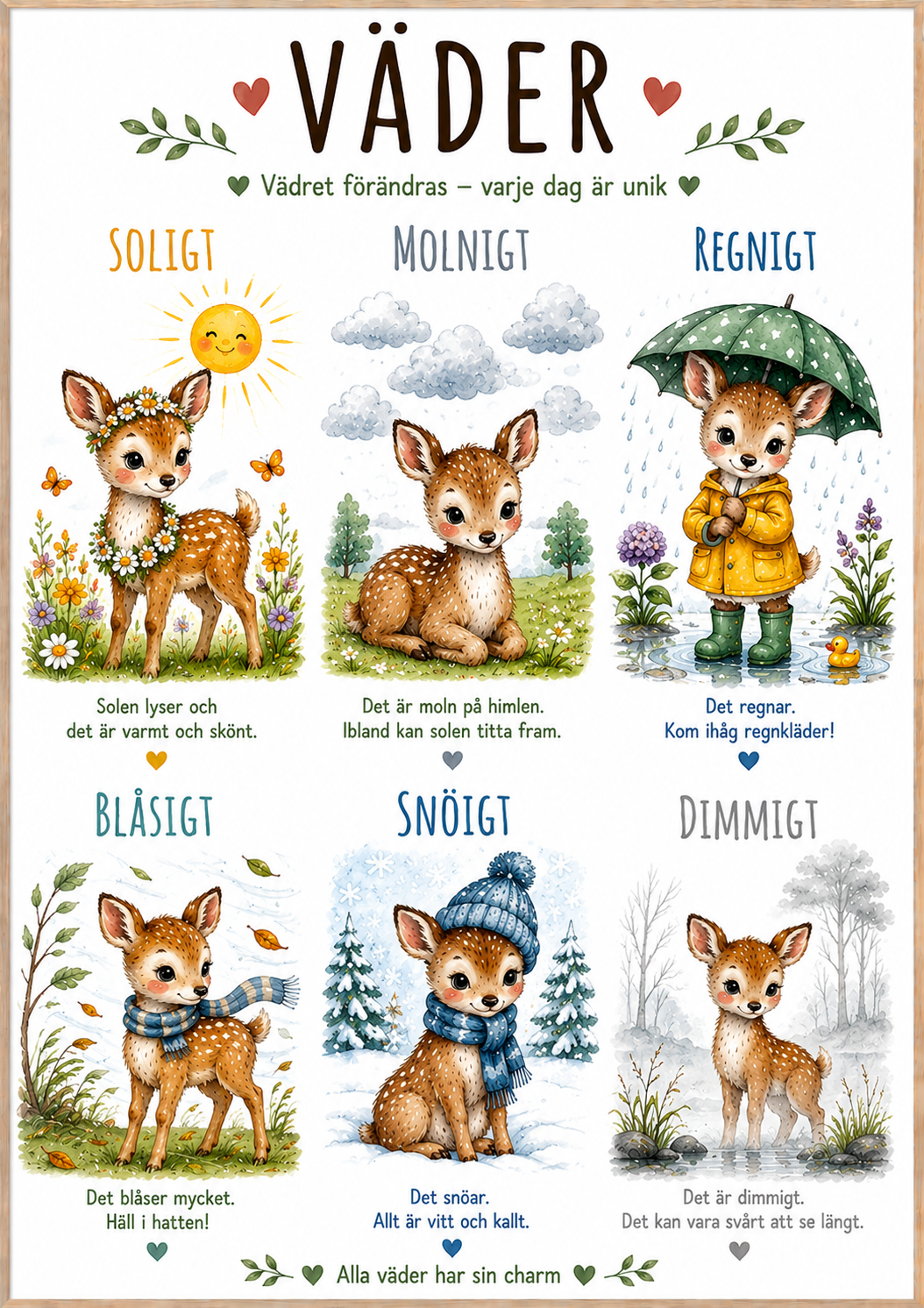 Väder poster till barnrummet – rådjur – DalaStil