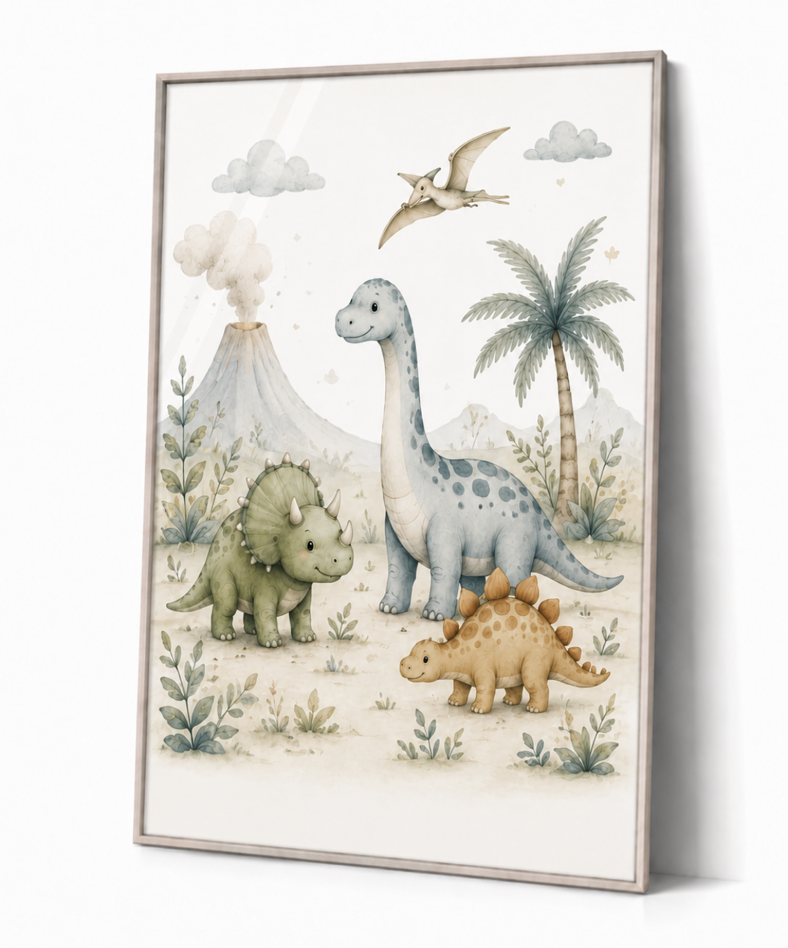 Dinosaurie barnposter – akvarell barntavla till barnrummet – DalaStil