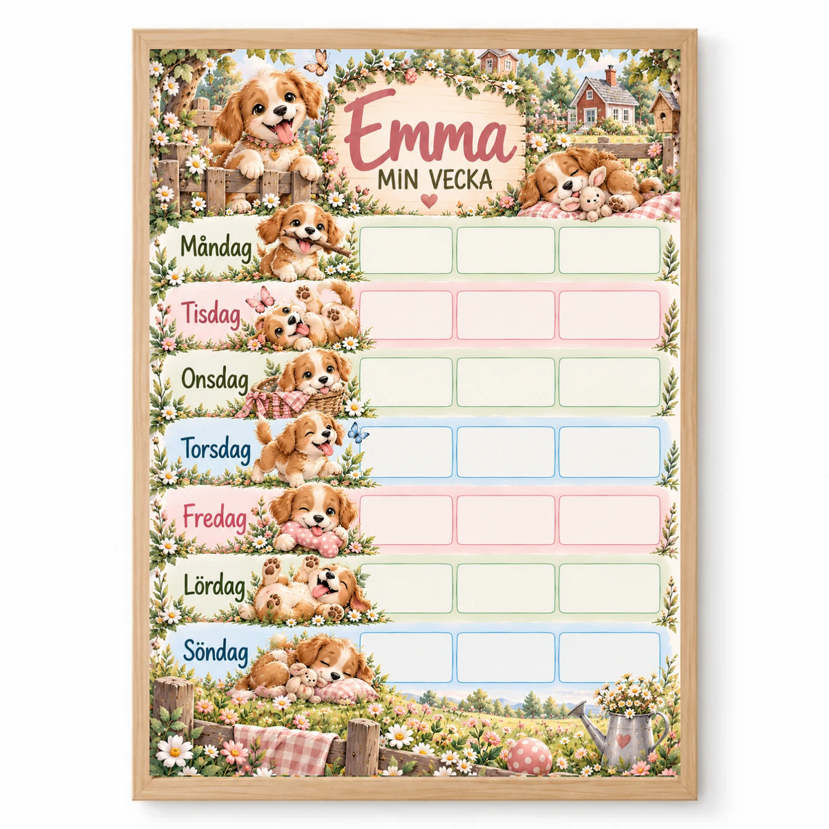 Kids' Weekly Planner with Name – Puppy