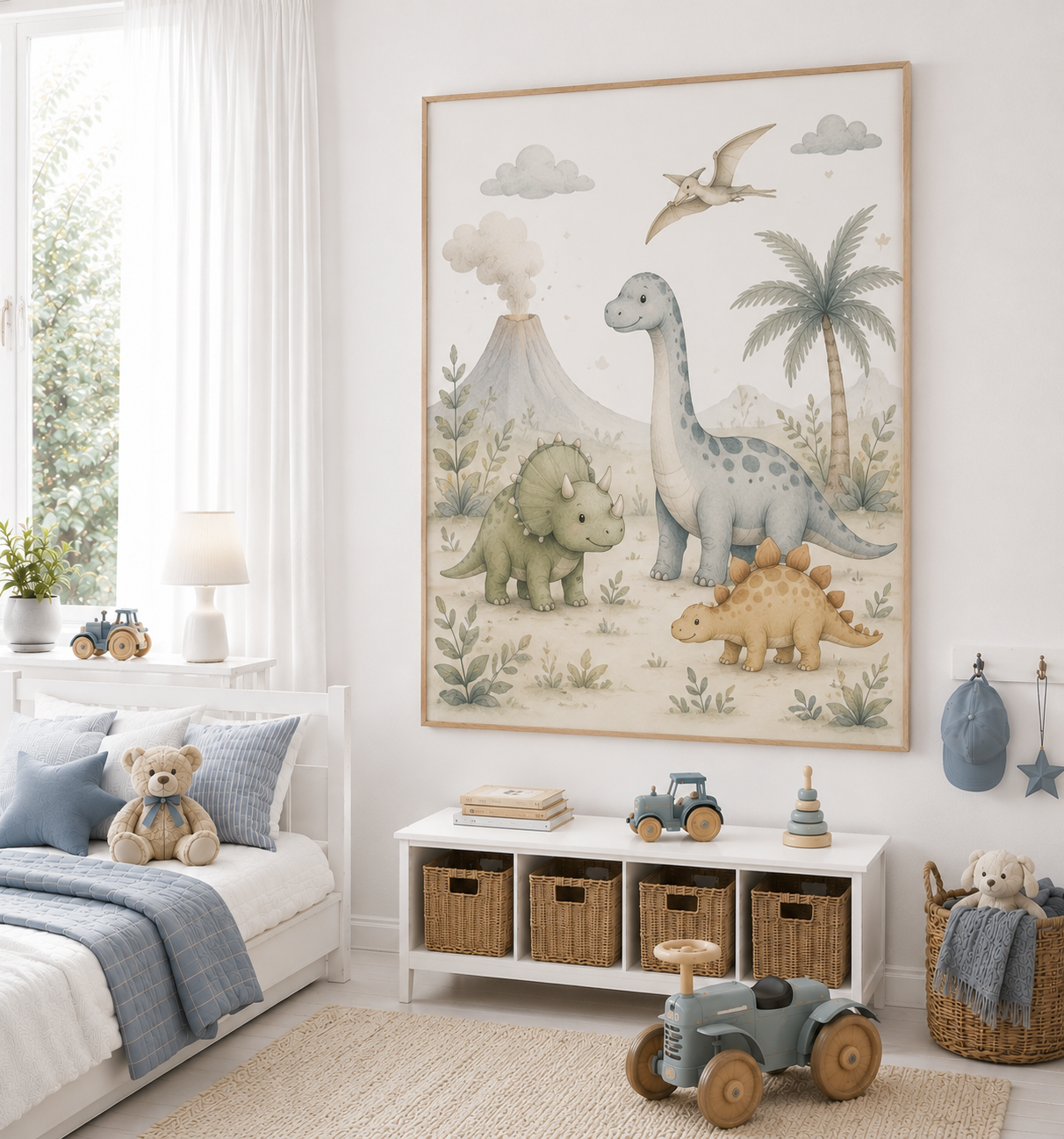 Dinosaurie barnposter – akvarell barntavla till barnrummet – DalaStil