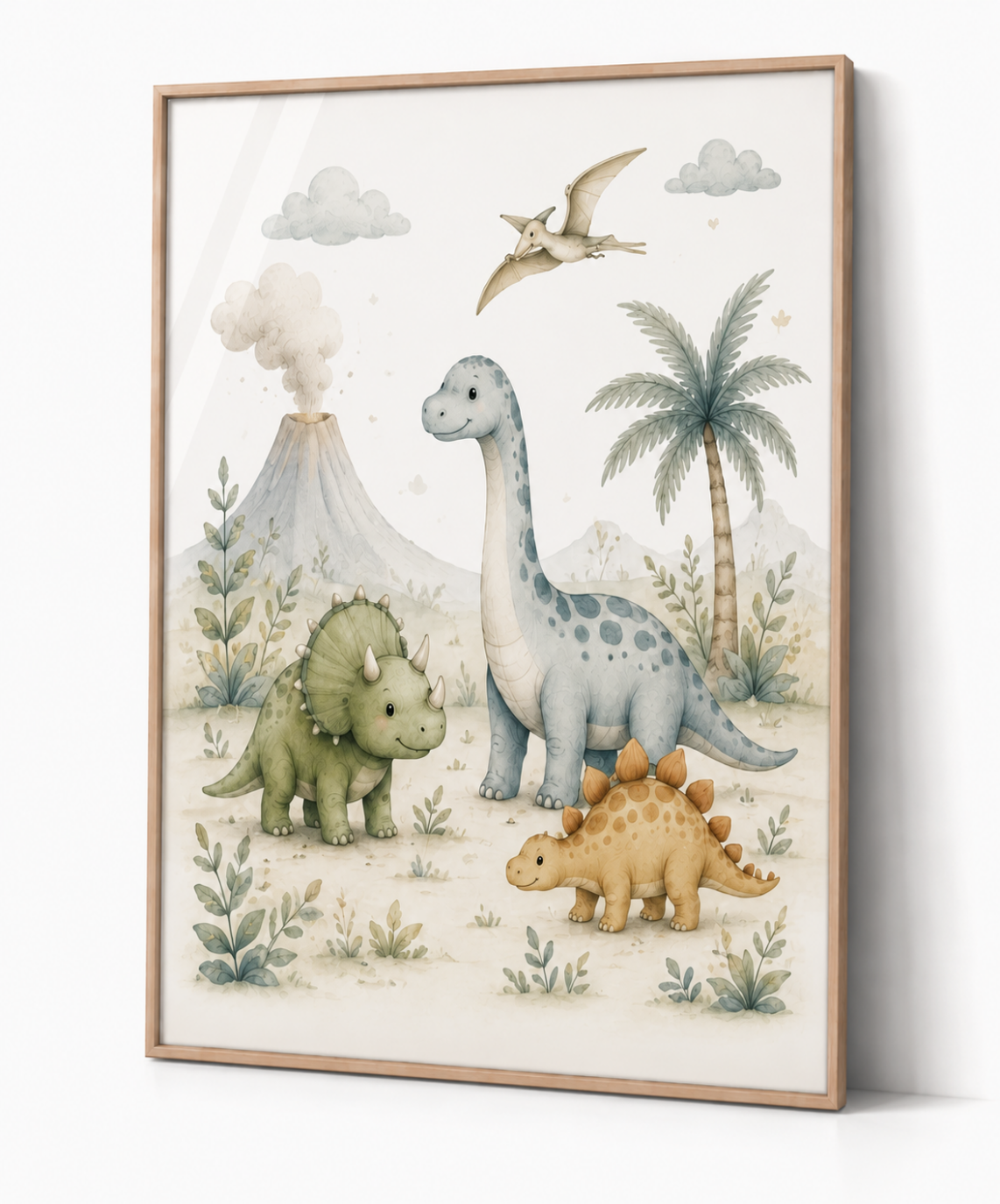Dinosaurie barnposter – akvarell barntavla till barnrummet – DalaStil