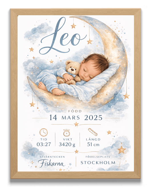 FödelseposterLilla Stjärnan - Personlig födelseposter med barnets namn och födelsedata