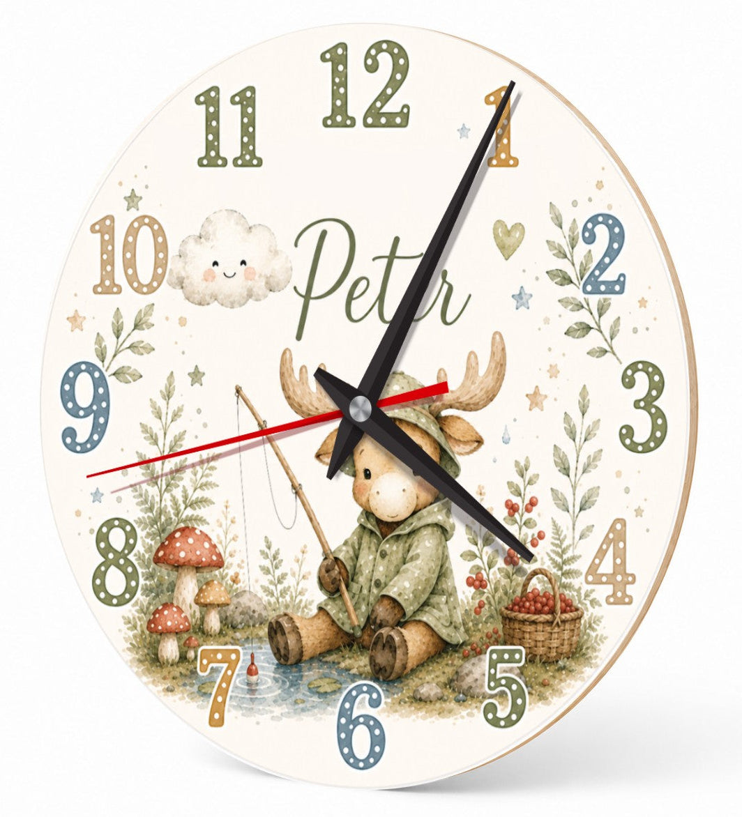 Stumme Wanduhr für Kinder mit Wildtiermotiven