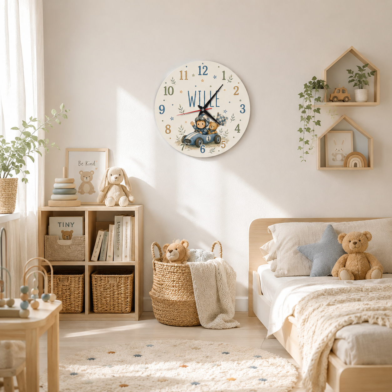 Geräuschlose Wanduhr für Kinderzimmer - Racingsport