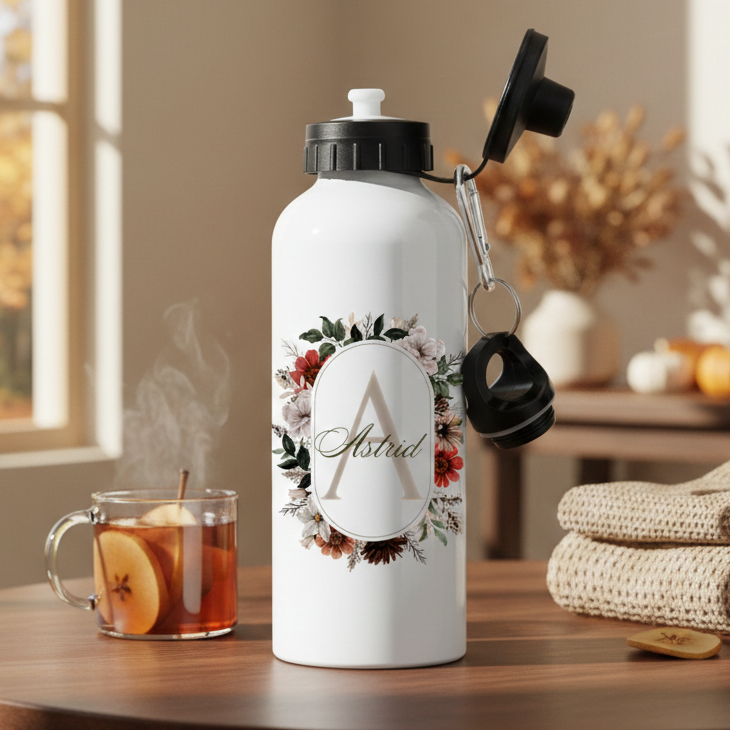 Vårblommor - Personlig vattenflaska med namn