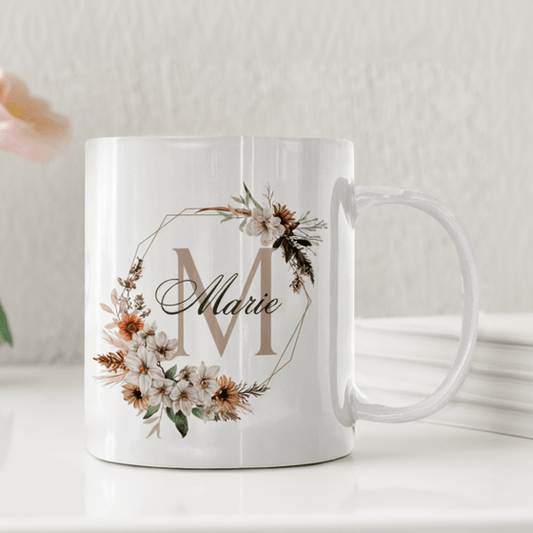 Bohemisk blomkrans - Personlig mugg