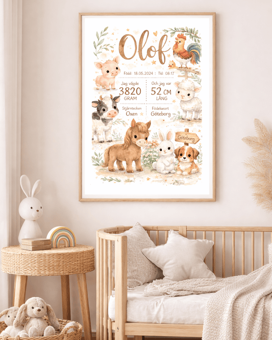 VäggdekorationPersonlig Födelsetavla - Bondgård