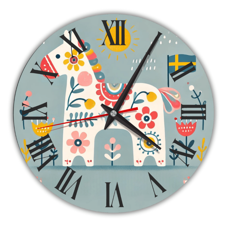 Dalahäst - väggklocka till hemmet