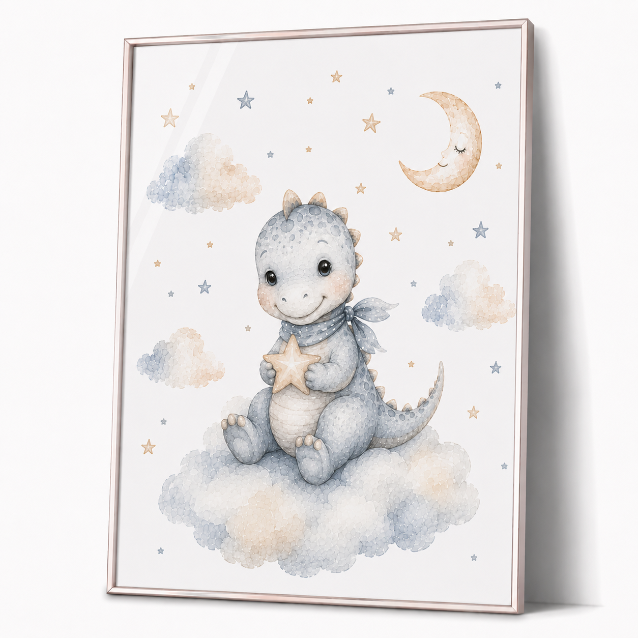 Personalisierte Dinosaurier-Poster für Kinder – 3er-Pack Pastellfarbene Wandbilder für Kinderzimmer