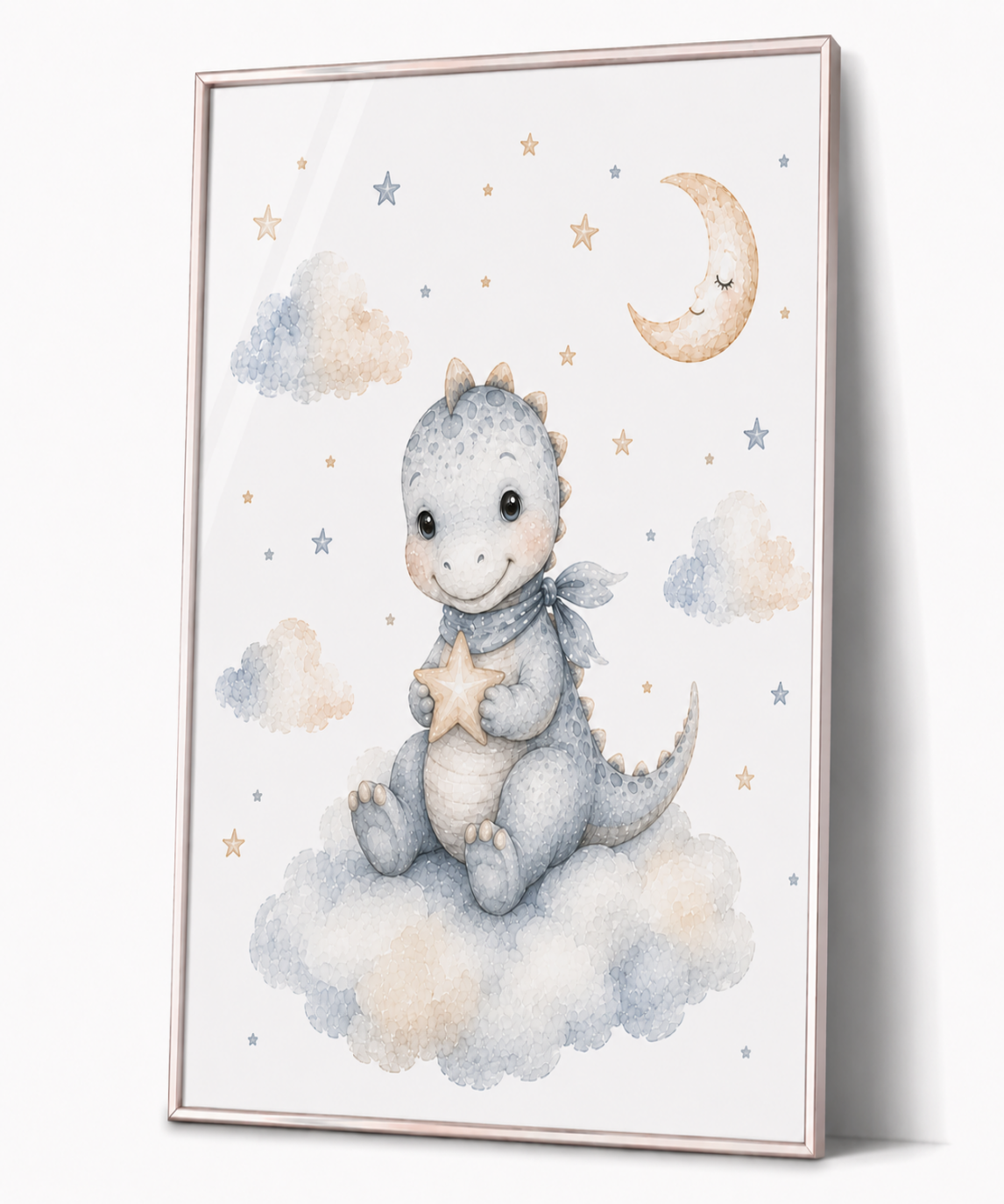 Personalisierte Dinosaurier-Poster für Kinder – 3er-Pack Pastellfarbene Wandbilder für Kinderzimmer
