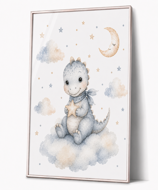 Personalisierte Dinosaurier-Poster für Kinder – 3er-Pack Pastellfarbene Wandbilder für Kinderzimmer