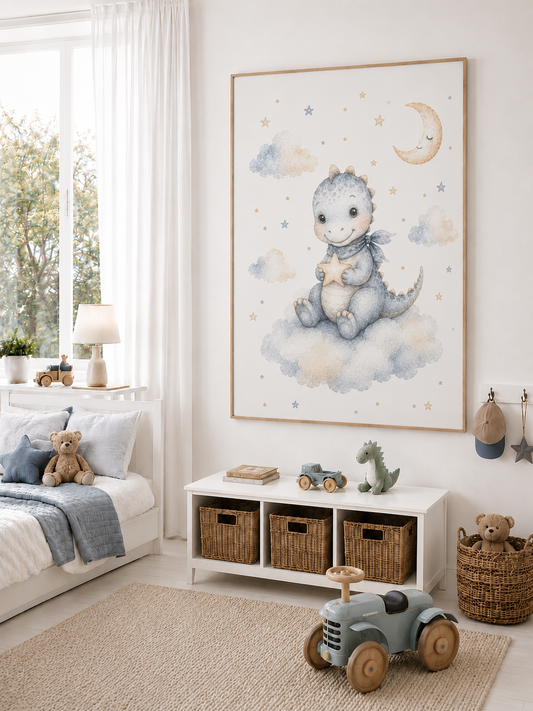 Personalisierte Dinosaurier-Poster für Kinder – 3er-Pack Pastellfarbene Wandbilder für Kinderzimmer
