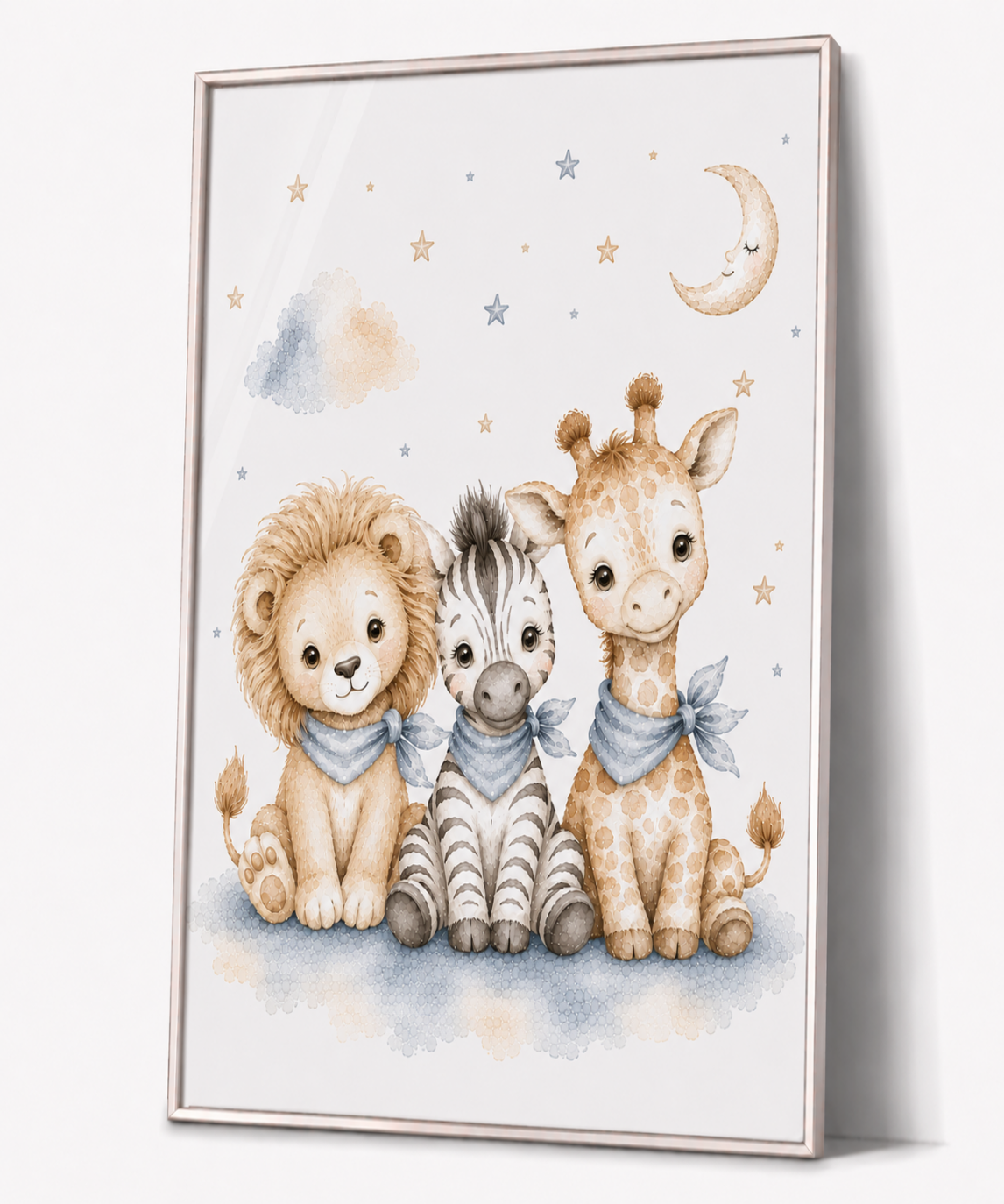 Djungelvänner barnposter – akvarell barntavla med lejon, zebra och giraff – DalaStil