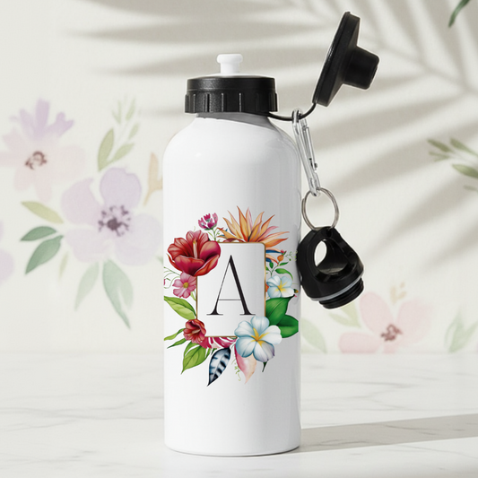 Färgglada blommor med initial - Personlig vattenflaska med namn - DalaStil