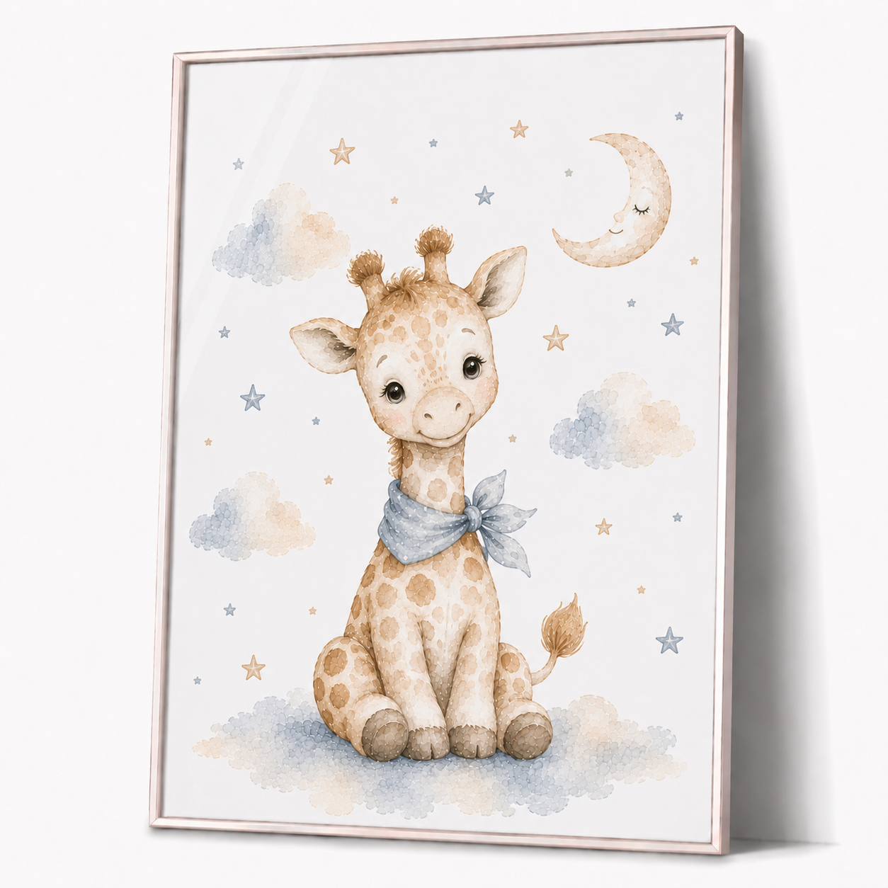 Vilda djur barnposter – akvarell barntavla med giraff, lejon eller zebra – DalaStil