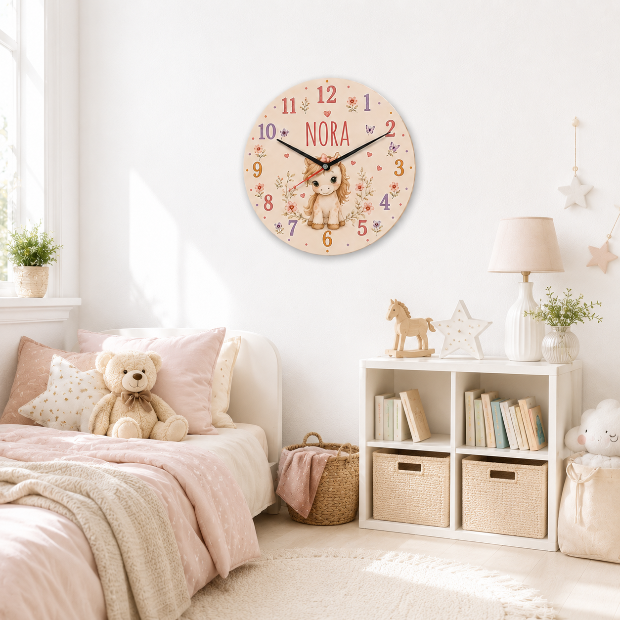 Silent wall clock for children's room - Charming Unicorn