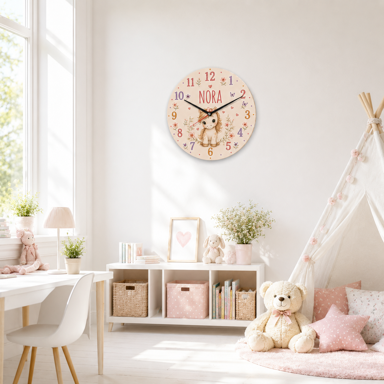 Silent wall clock for children's room - Charming Unicorn
