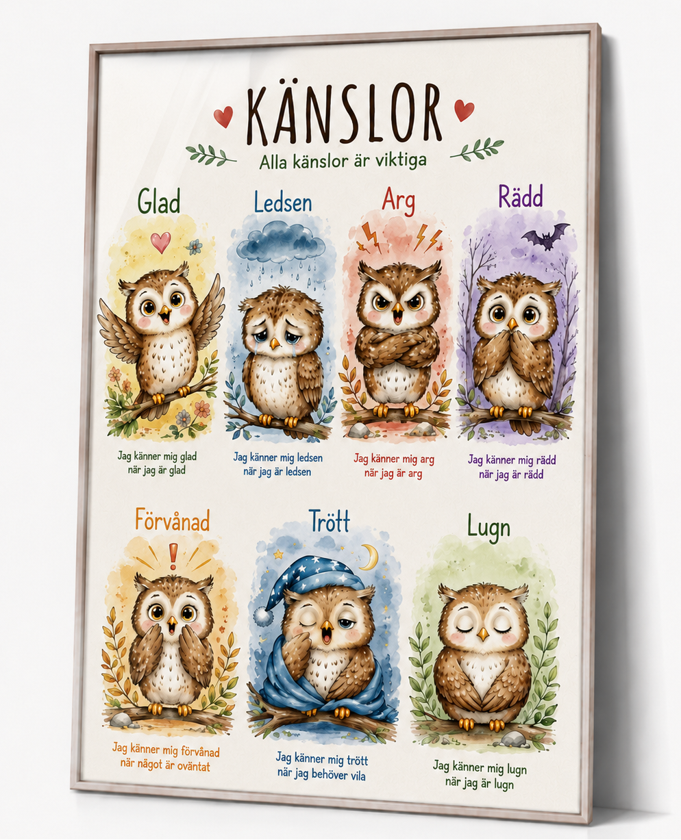 Känslor poster till barnrummet – ugglor – DalaStil