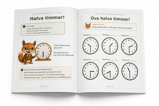 Aktivitetsbok – Lär dig klockan! med Sigge Ekorren