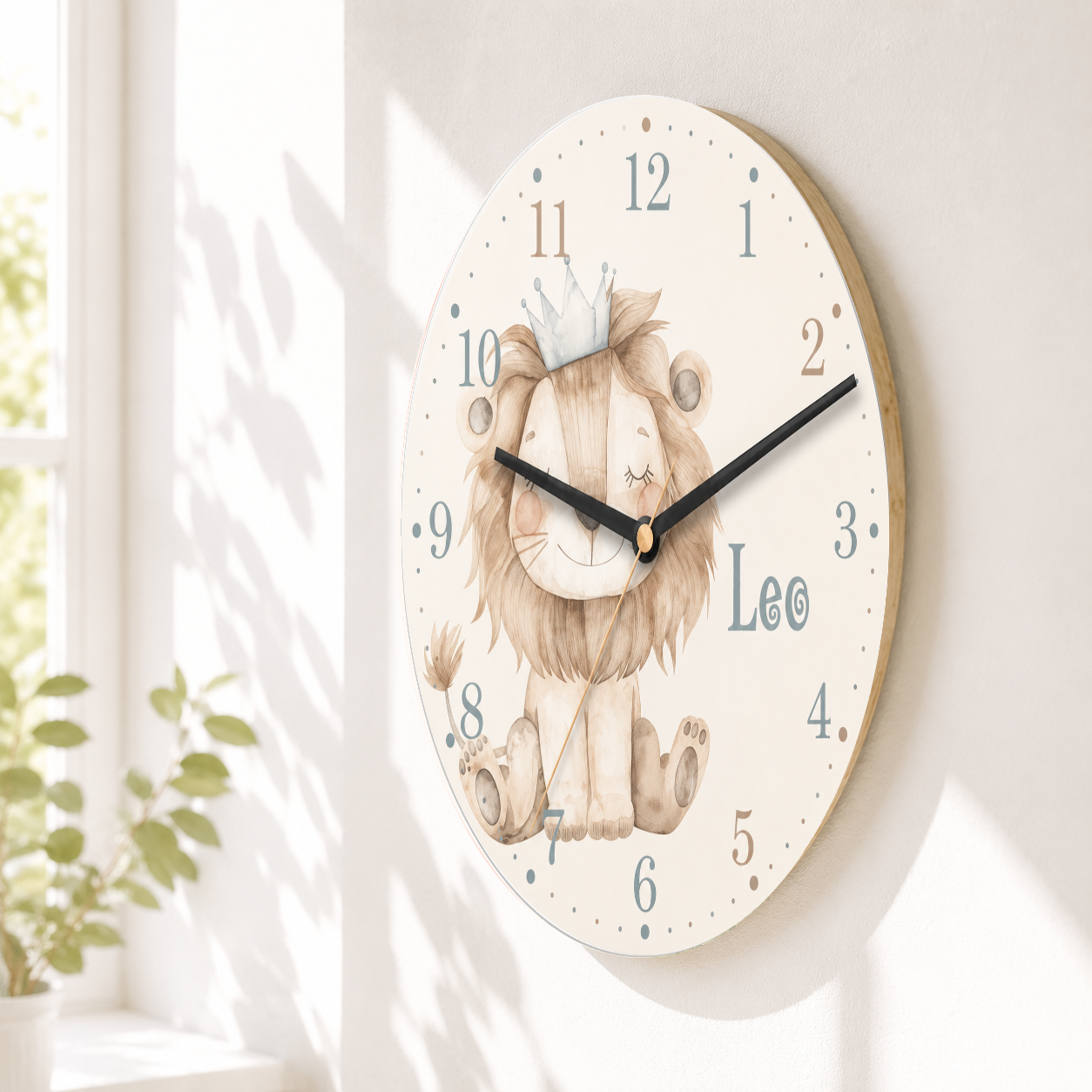 Lautlose Wanduhr fürs Kinderzimmer – Löwe