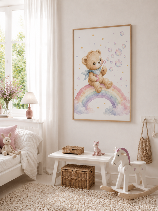 Personalisierte Kinderbilder – Poster fürs Kinderzimmer – Teddybär