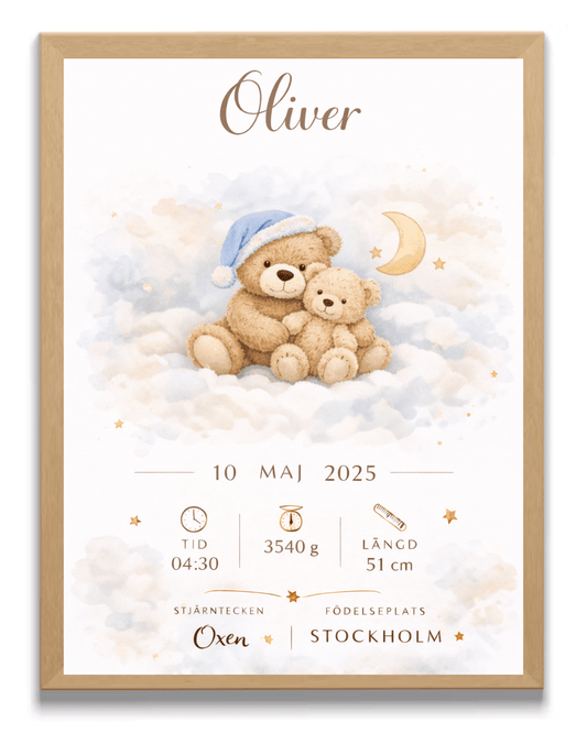 FödelsetavlaFödelsetavla - Personlig Doppresent med Söt Björn