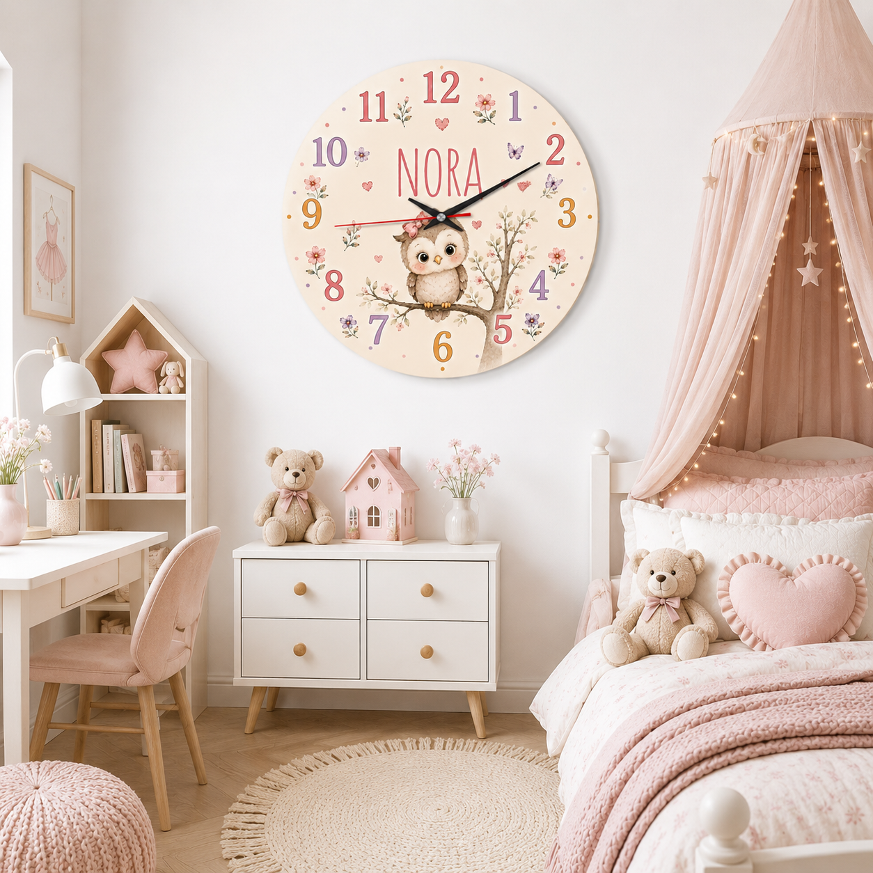 Geräuschlose Wanduhr fürs Kinderzimmer – Niedliche Giraffe