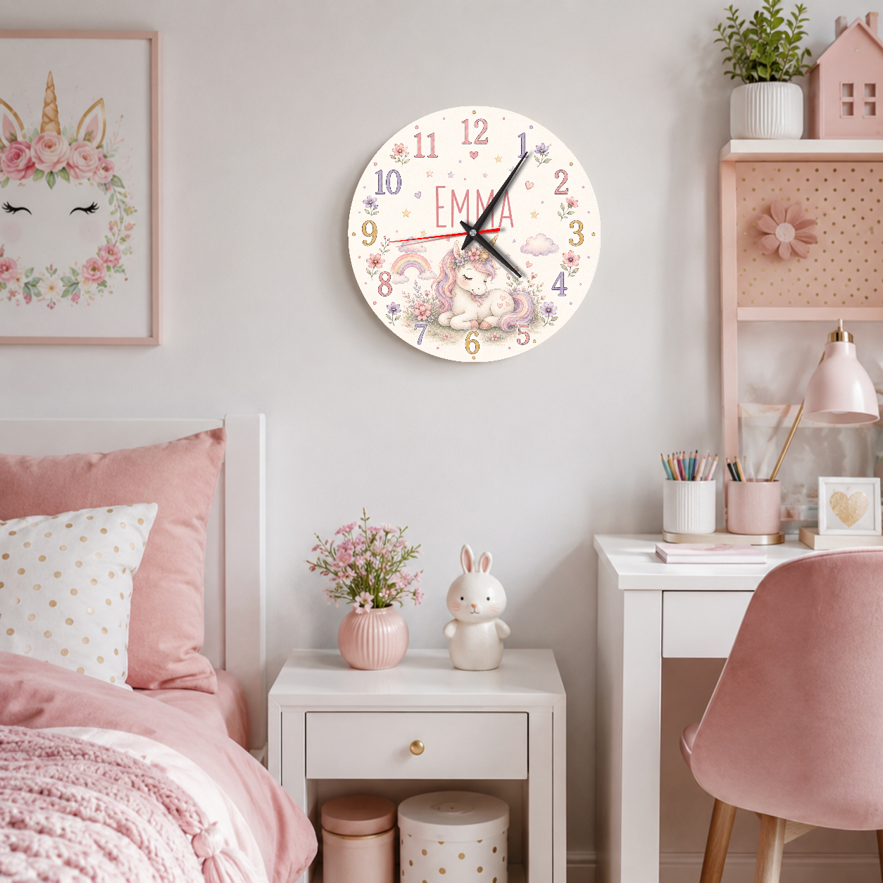 Einhorn-Wanduhr fürs Kinderzimmer