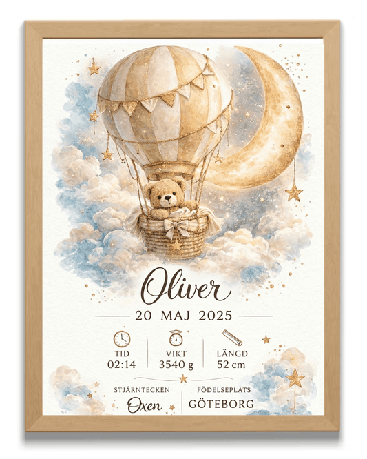 Születési tablóPersonlig födelsetavla – Nalle med ballong