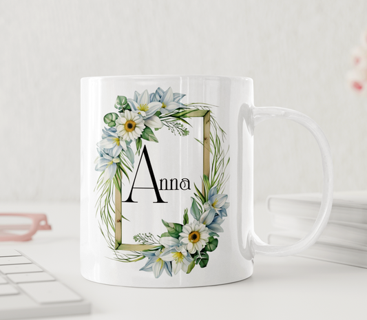 Personalisierte Tasse mit Namen? Blumenmuster-Kaffeetasse im klassischen Stil