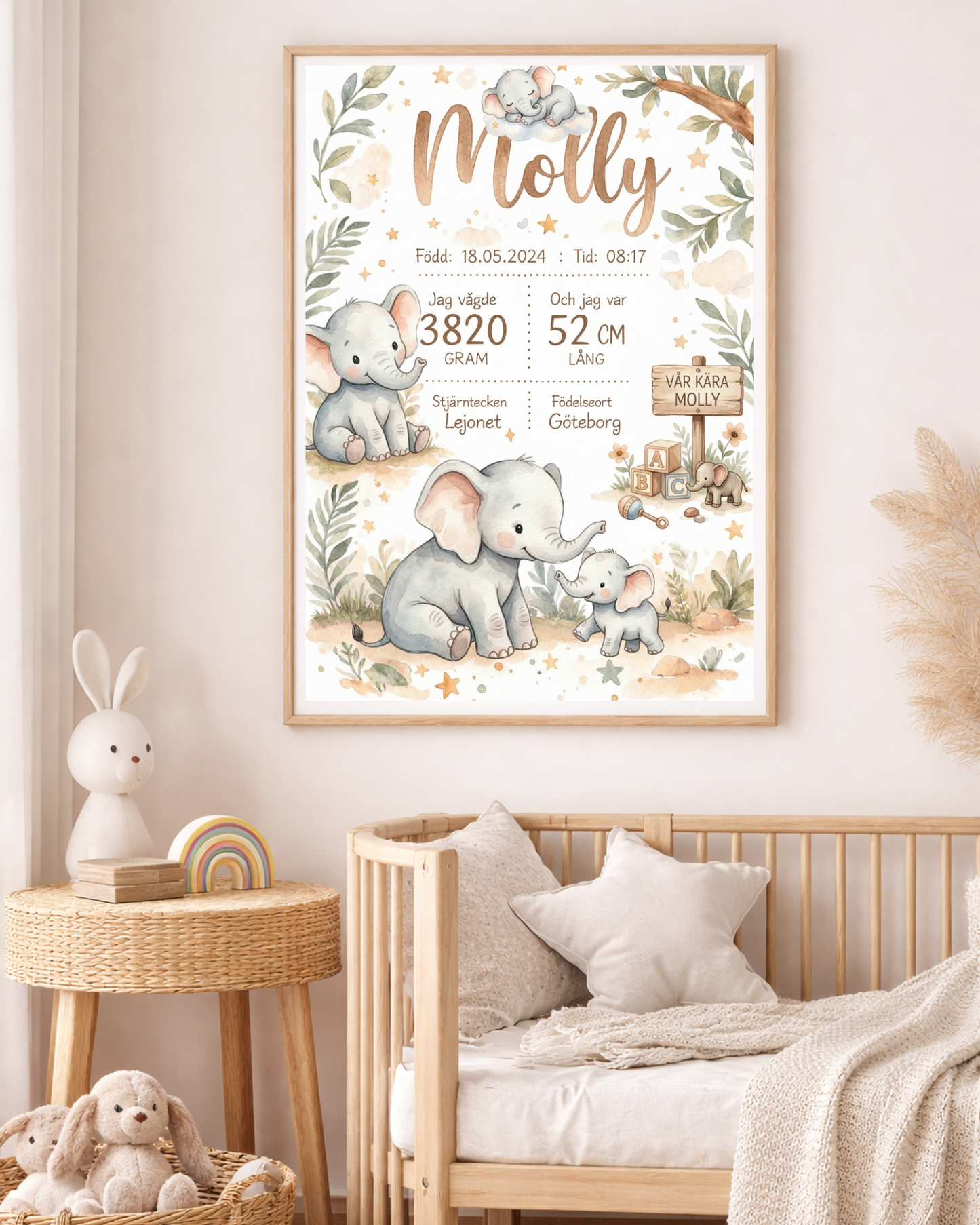 Personlig Födelsetavla -Vilda djur- välj karaktär