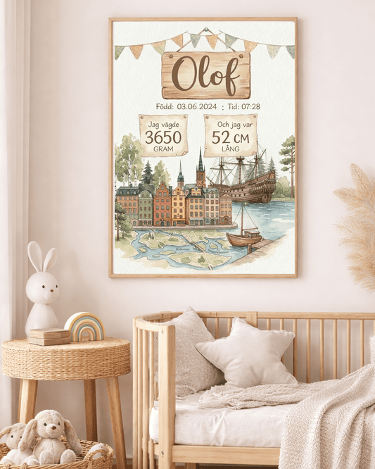 VäggdekorationPersonlig Födelsetavla - Stockholm