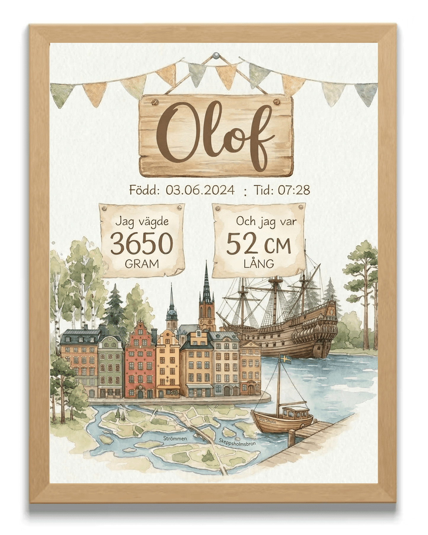 VäggdekorationPersonlig Födelsetavla - Stockholm
