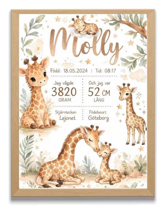 Personlig Födelsetavla -Vilda djur- välj karaktär
