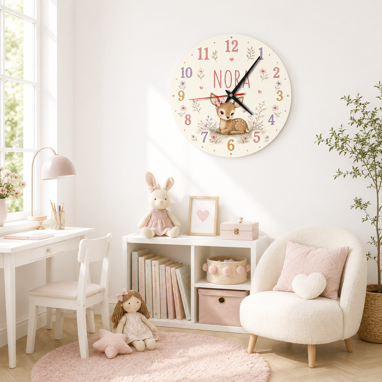 Geräuschlose Wanduhr fürs Kinderzimmer – Niedliches Pferd