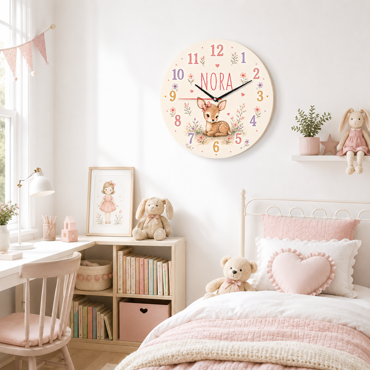 Geräuschlose Wanduhr fürs Kinderzimmer – Niedliches Pferd