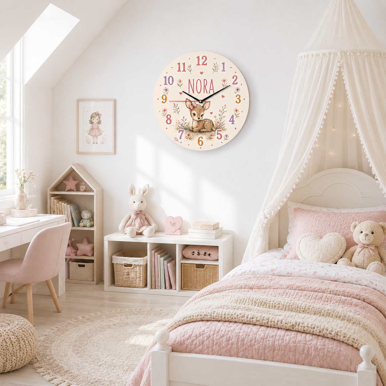 Geräuschlose Wanduhr fürs Kinderzimmer – Niedliches Pferd