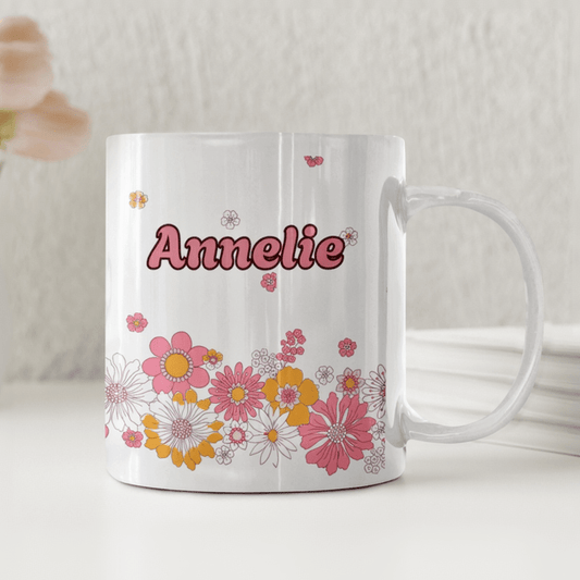 Personliga muggarRetro Blommor - Personlig mugg