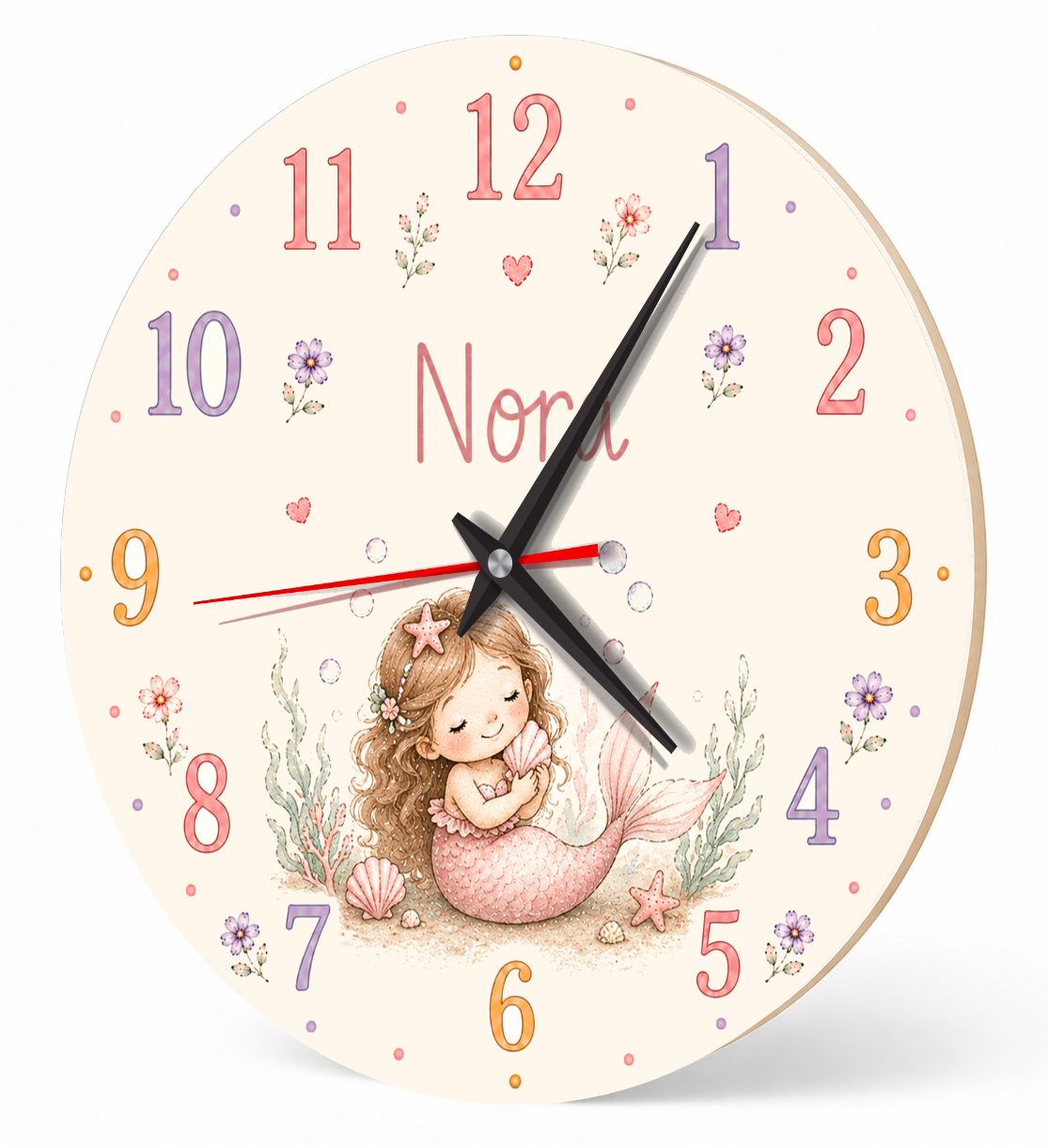 Geräuschlose Wanduhr fürs Kinderzimmer – Rosa Einhorn