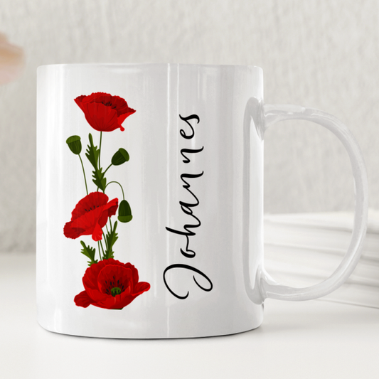 sommarvallmo-personlig-mugg-design stilren blom-present - DalaStil