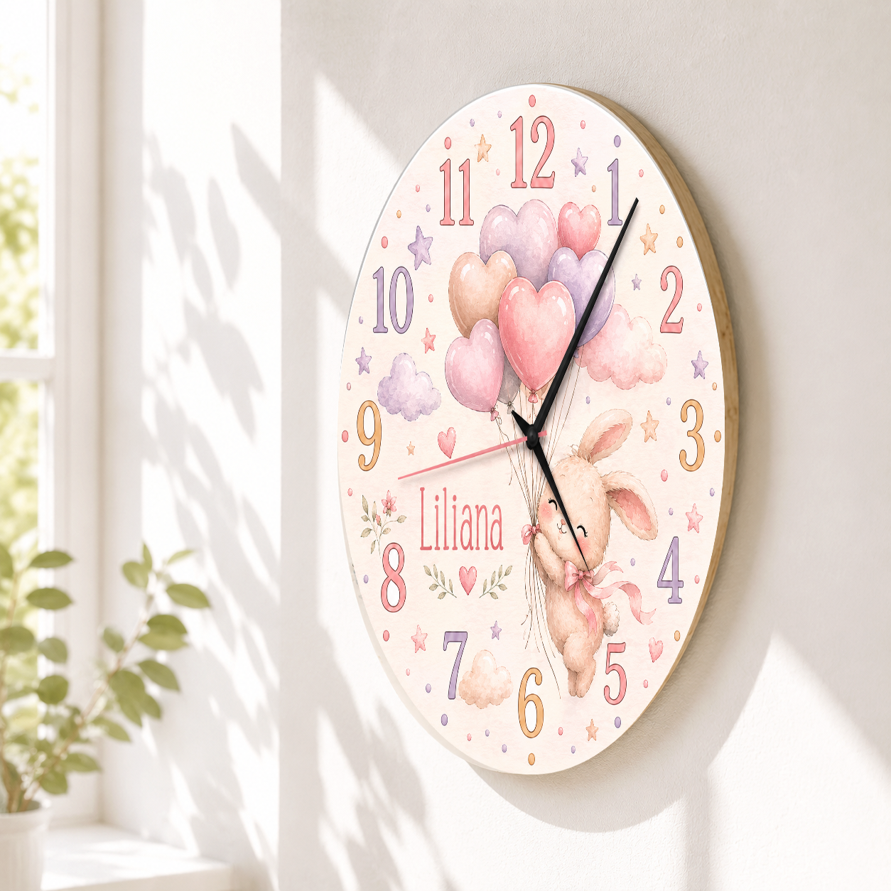 Lautlose Wanduhr fürs Kinderzimmer – Hase