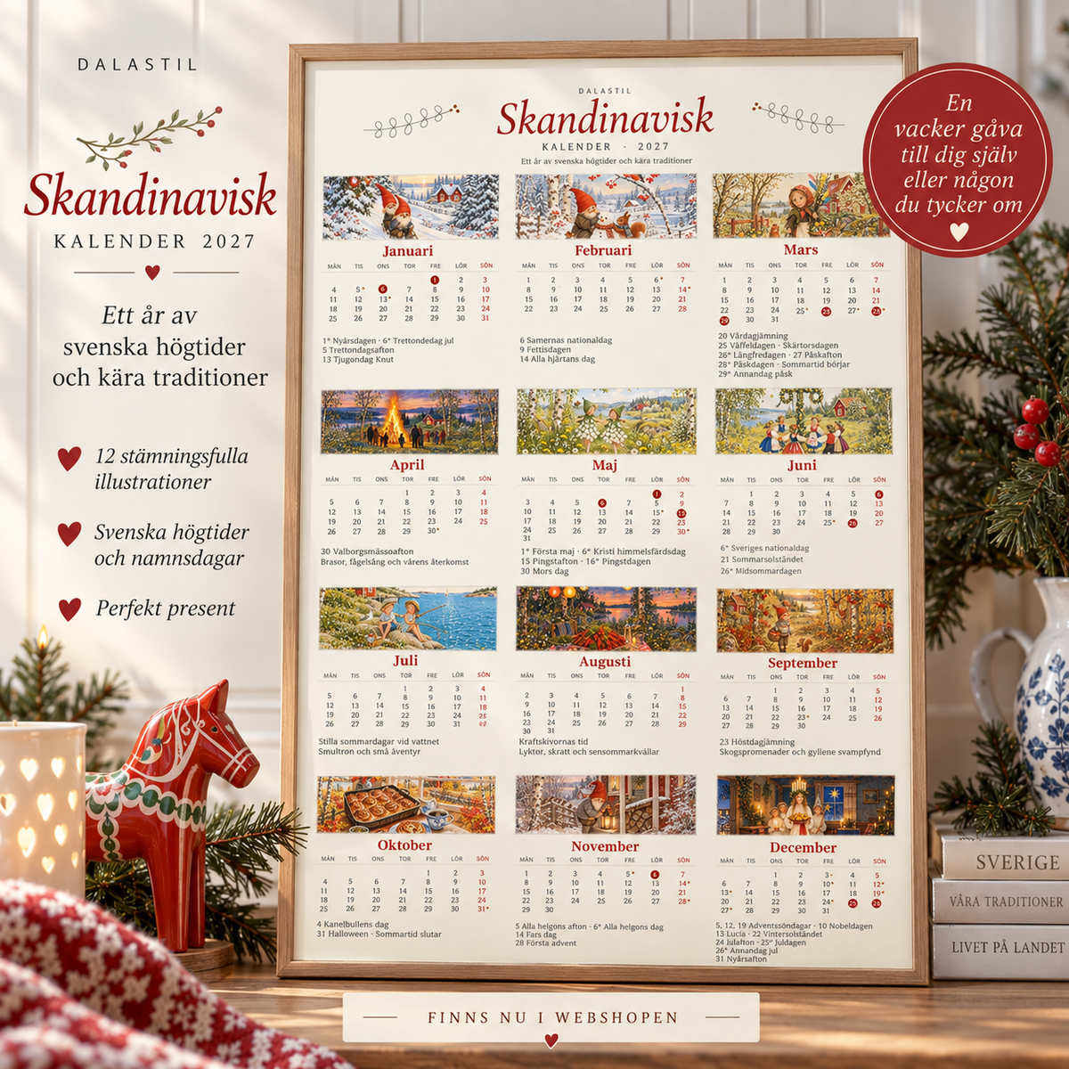 Årets traditioner Kalender 2027 – A3 väggkalender – DalaStil