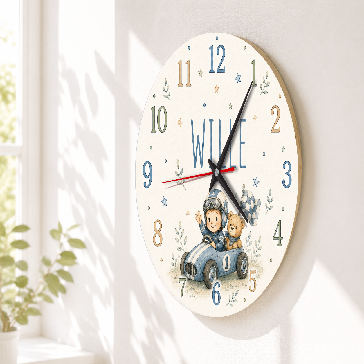 Geräuschlose Wanduhr für Kinderzimmer - Racingsport