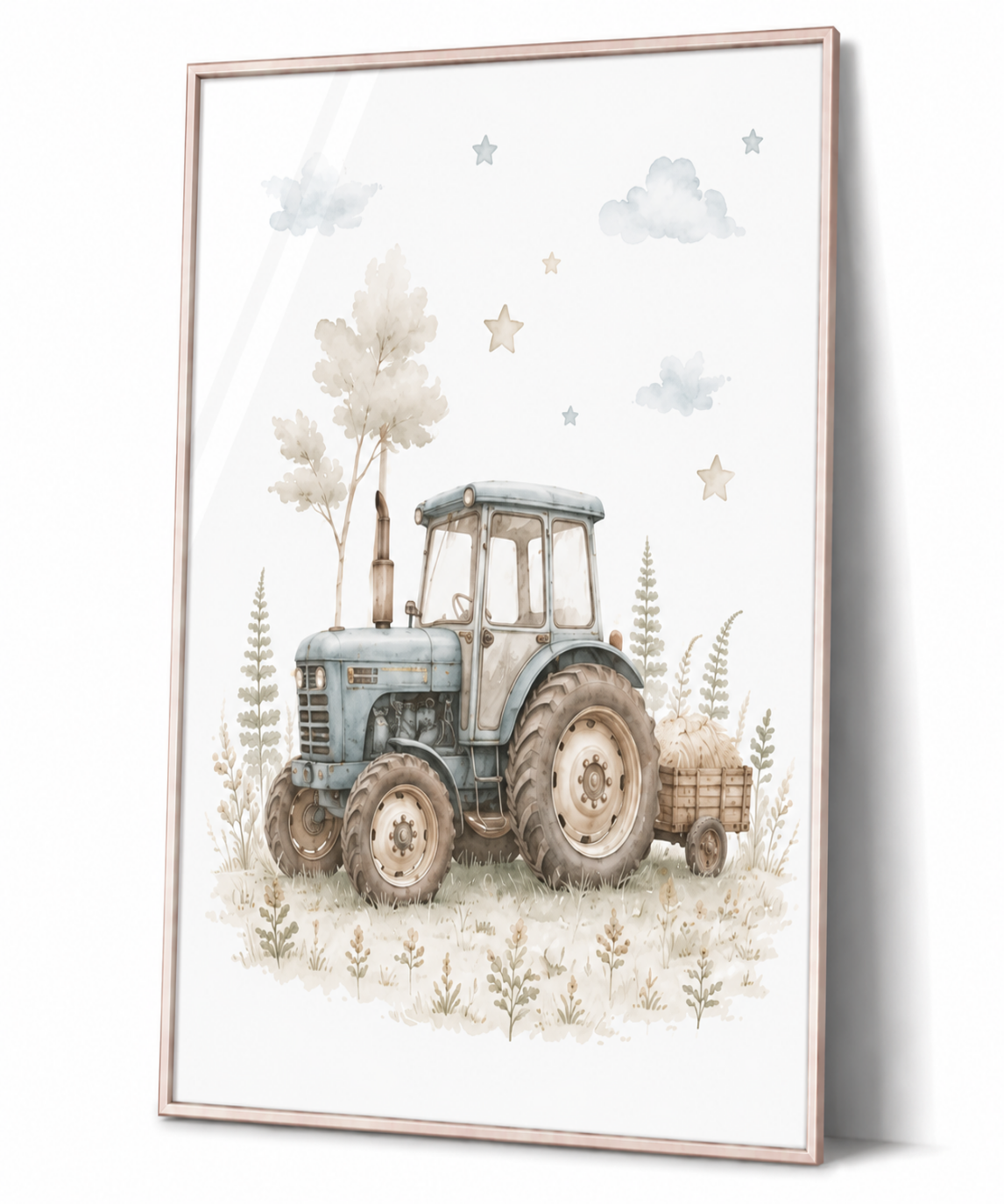 Traktor barnposter – akvarell barntavla till barnrummet – DalaStil