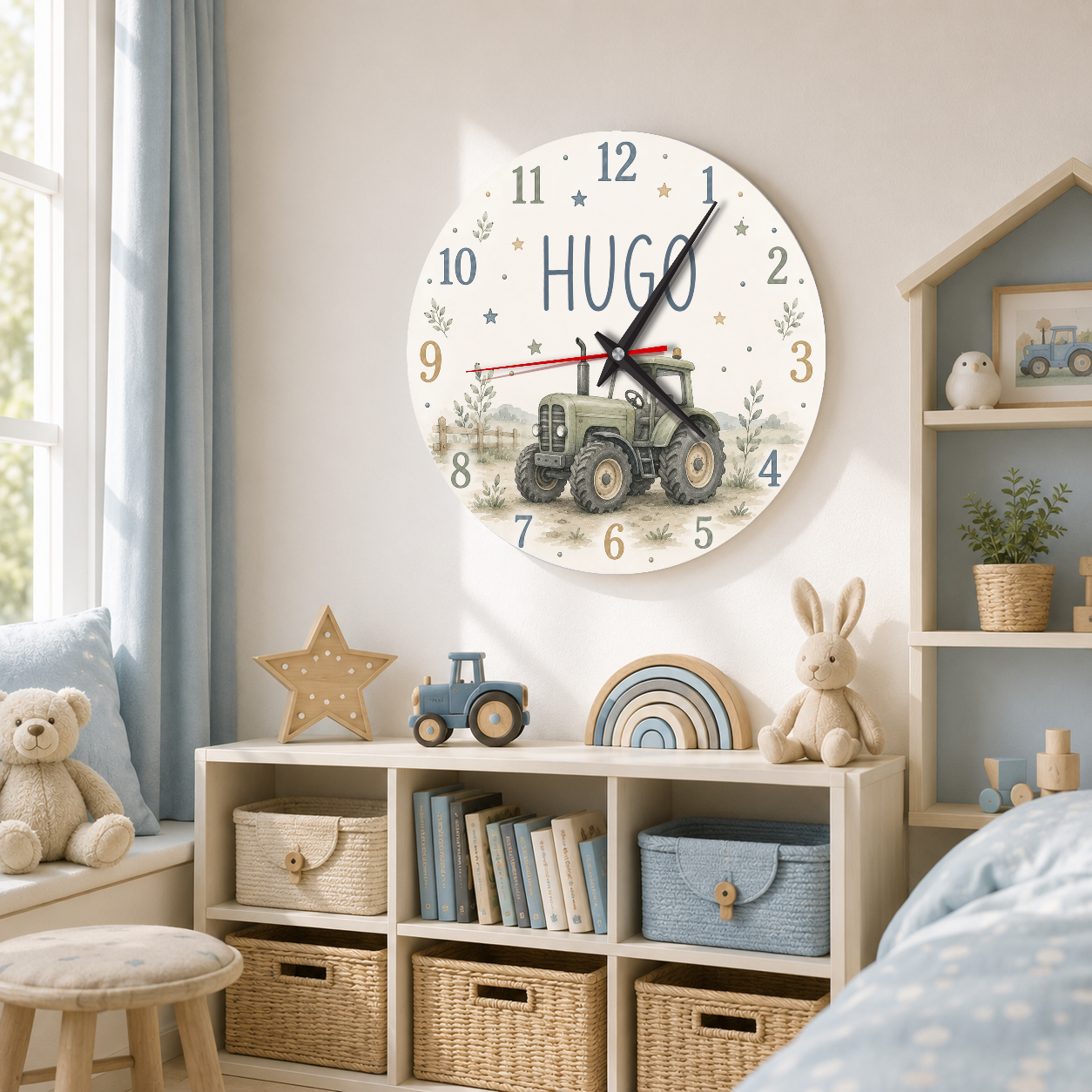 Lautlose Wanduhr für Kinder – Schlafender Teddybär