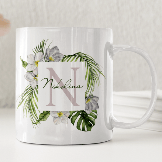 Tropiska blommor - Personlig mugg
