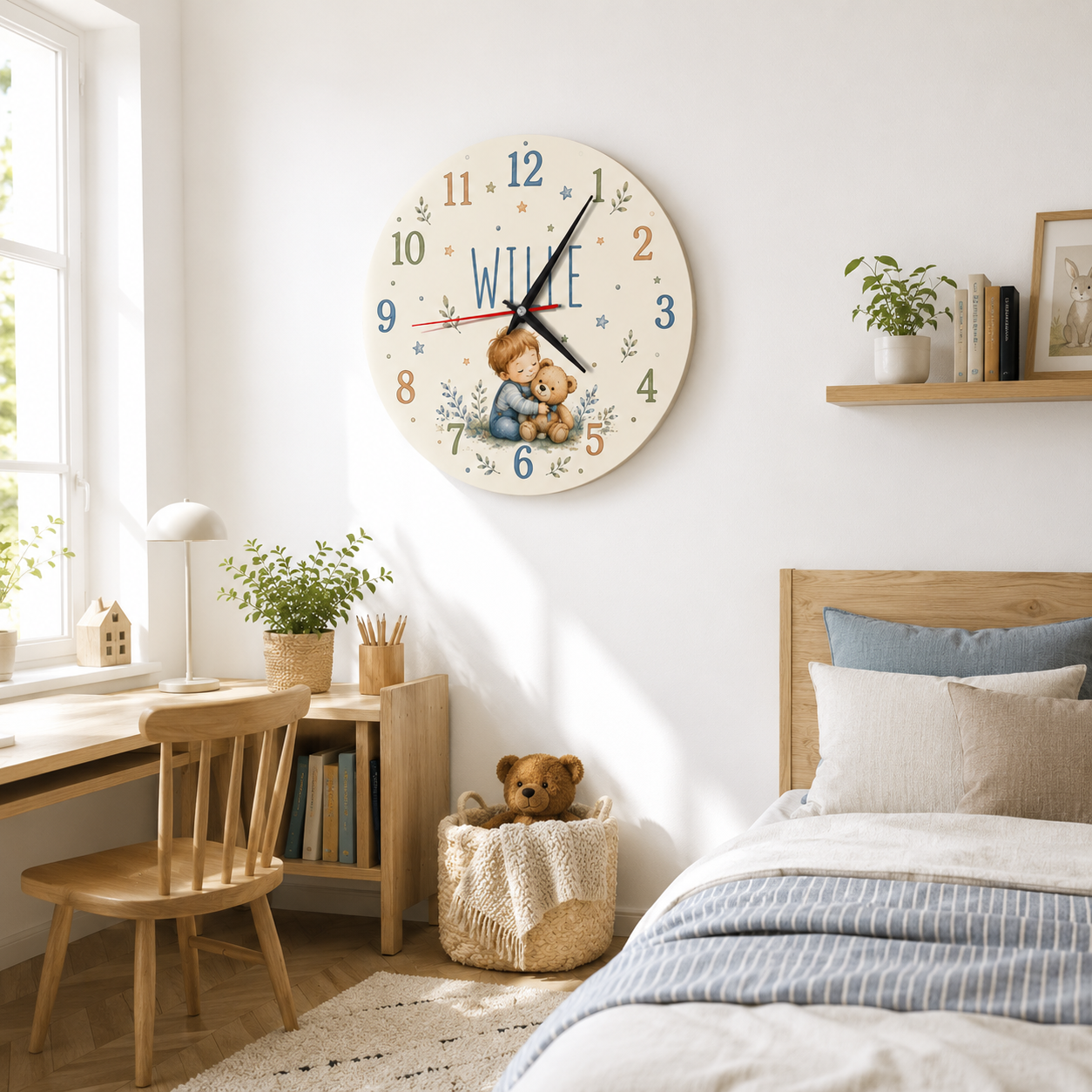 Lautlose Wanduhr für Kinder – Lustige Möwe