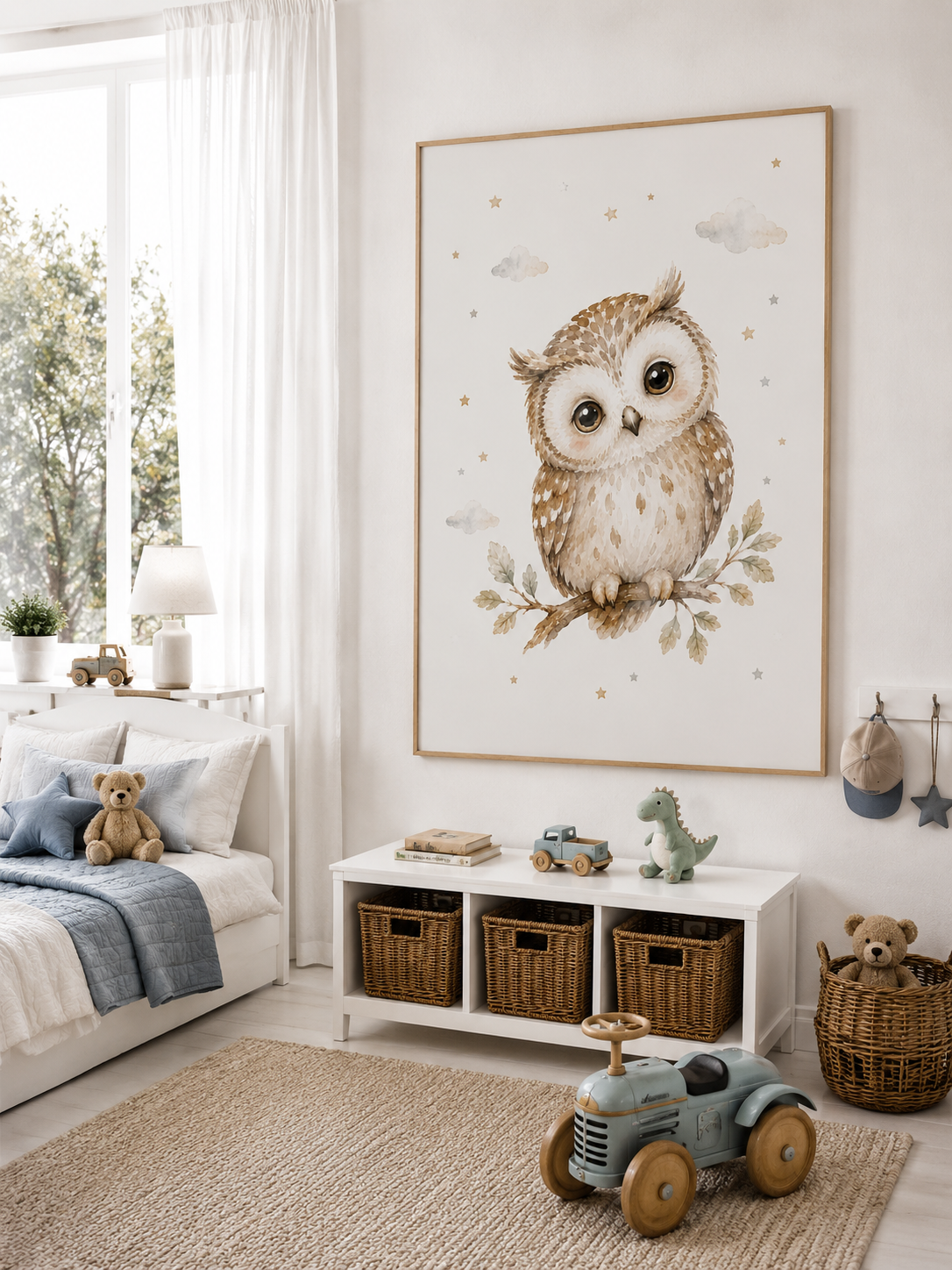 Uggla barnposter – akvarell barntavla till barnrummet – DalaStil