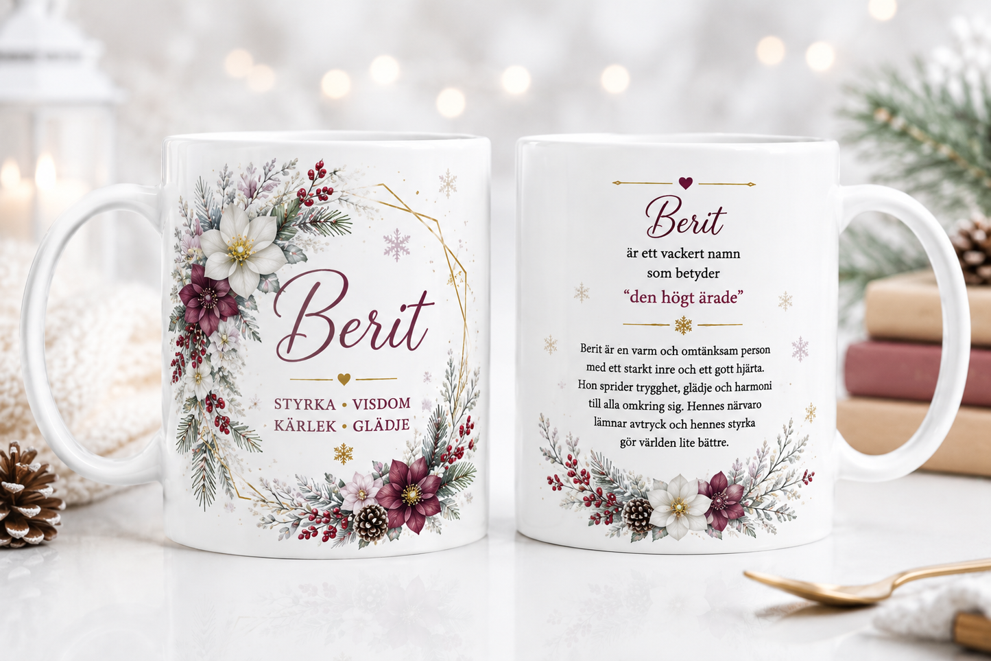 Personlig namnmugg vinterblommor – Vad betyder ditt namn